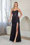 Load image into Gallery viewer, Wholesale Strapless Beaded Corset Two-Piece Sheath Prom Evening Gown with Slit by LAA8072 - BLACK - Long Formal Dresses LAA