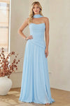 Load image into Gallery viewer, LAA6133 Wholesale Strapless Faux Two-Piece Formal Maxi Dress with Chiffon Scarf &amp; Lace-Up Back - BABY BLUE - Long Prom Dress LAA