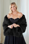 Load image into Gallery viewer, LAAP1003 Wholesale Frosted Tip Faux Fur Stole Wrap Evening Shawl for Formal &amp; Black-Tie Events - BLACK ONE SIZE - Shawl Amelia Couture