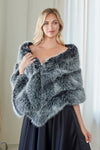 Load image into Gallery viewer, LAAP1003 Wholesale Frosted Tip Faux Fur Stole Wrap Evening Shawl for Formal &amp; Black-Tie Events - BLACK WHITE ONE SIZE - Shawl Amelia Couture