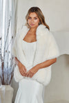 Load image into Gallery viewer, LAAP1003 Wholesale Frosted Tip Faux Fur Stole Wrap Evening Shawl for Formal &amp; Black-Tie Events - WHITE ONE SIZE - Shawl Amelia Couture
