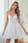 Load image into Gallery viewer, LAAJQ1103S Wholesale Strapless Sweetheart Neckline Beaded Glitter Tulle Short Party Dress