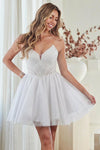 Load image into Gallery viewer, LAAJQ1103S Wholesale Strapless Sweetheart Neckline Beaded Glitter Tulle Short Party Dress