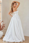 Load image into Gallery viewer, LAA2085 Wholesale White Strapless Corset Back A-Line Wedding Dress Satin Bridal Gown with Train