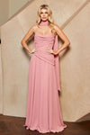 Load image into Gallery viewer, LAA6133 Wholesale Strapless Faux Two-Piece Formal Maxi Dress with Chiffon Scarf &amp; Lace-Up Back - ROSE - Long Prom Dress LAA