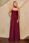 Load image into Gallery viewer, LAA6133 Wholesale Strapless Faux Two-Piece Formal Maxi Dress with Chiffon Scarf &amp; Lace-Up Back - WINE - Long Prom Dress LAA