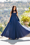 Load image into Gallery viewer, LAA6133 Wholesale Strapless Faux Two-Piece Formal Maxi Dress with Chiffon Scarf &amp; Lace-Up Back - - Long Prom Dress LAA