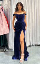 Load image into Gallery viewer, LA Merchandise LAXR1244 Off Shoulder Velvet Corset Prom Gown