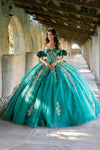 Load image into Gallery viewer, LAT1504J Wholesale Off-Shoulder Sweetheart Ball Gown Quinceañera Dress with Embroidered Detail - GREEN GOLD - Quinceanera Dress LAT