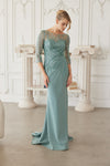 Load image into Gallery viewer, Wholesale Long Sleeve Beaded Satin Mother of the Bride Evening Gown By LAXMH137 - - Mother of the Bride Dress LAX