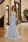 Load image into Gallery viewer, LAXH1874 Wholesale Spaghetti Straps Trumpet Sequin Prom Floral Lace Gown &amp; Corset Lace-Up Back