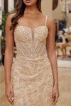 Load image into Gallery viewer, LAXH1874 Wholesale Spaghetti Straps Trumpet Sequin Prom Floral Lace Gown &amp; Corset Lace-Up Back