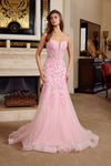 Load image into Gallery viewer, LAXH1874 Wholesale Spaghetti Straps Trumpet Sequin Prom Floral Lace Gown &amp; Corset Lace-Up Back