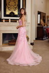 Load image into Gallery viewer, LAXH1874 Wholesale Spaghetti Straps Trumpet Sequin Prom Floral Lace Gown &amp; Corset Lace-Up Back