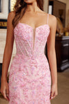 Load image into Gallery viewer, LAXH1874 Wholesale Spaghetti Straps Trumpet Sequin Prom Floral Lace Gown &amp; Corset Lace-Up Back