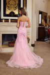 Load image into Gallery viewer, LAXH1874 Wholesale Spaghetti Straps Trumpet Sequin Prom Floral Lace Gown &amp; Corset Lace-Up Back