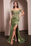 Load image into Gallery viewer, LA Merchandise LAR0186 3D Floral Off Shoulder Prom Gown - GREENERY - Dress LA Merchandise