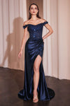 Load image into Gallery viewer, LA Merchandise LAR0186 3D Floral Off Shoulder Prom Gown - NAVY BLUE - Dress LA Merchandise