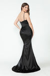 Load image into Gallery viewer, LA Merchandise LAF8231 Satin Sheer Side Slit Evening Gown with V-Neck &amp; Spaghetti Straps - - Dress LAF