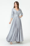 Load image into Gallery viewer, Wholesale Mother Of The Bride Dress 3/4 Sleeve A-Line Gown By LAF5243 - SILVER - Dress LAF