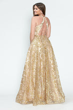 Load image into Gallery viewer, LA Merchandise LAF8240 Floral Glitter V-Neck Sleeveless A-Line Dress