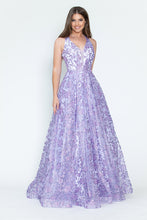 Load image into Gallery viewer, LA Merchandise LAF8240 Floral Glitter V-Neck Sleeveless A-Line Dress