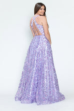 Load image into Gallery viewer, LA Merchandise LAF8240 Floral Glitter V-Neck Sleeveless A-Line Dress