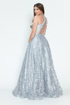 Load image into Gallery viewer, LA Merchandise LAF8240 Floral Glitter V-Neck Sleeveless A-Line Dress