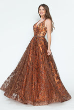 Load image into Gallery viewer, LA Merchandise LAF8240 Floral Glitter V-Neck Sleeveless A-Line Dress