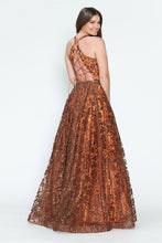 Load image into Gallery viewer, LA Merchandise LAF8240 Floral Glitter V-Neck Sleeveless A-Line Dress