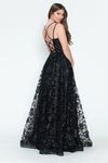Load image into Gallery viewer, LA Merchandise LAF8235 Glitter Floral A-Line Evening Gown with Slit–Spaghetti Straps &amp; Sweetheart Neckline