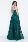 Load image into Gallery viewer, LA Merchandise LAF8235 Glitter Floral A-Line Evening Gown with Slit–Spaghetti Straps &amp; Sweetheart Neckline