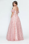 Load image into Gallery viewer, LA Merchandise LAF8242 Off-Shoulder Puff Sleeve Glitter A-Line Formal Dress - - Dress LAF