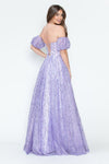 Load image into Gallery viewer, LA Merchandise LAF8242 Off-Shoulder Puff Sleeve Glitter A-Line Formal Dress - - Dress LAF