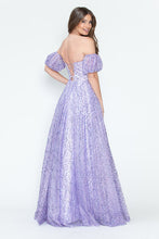 Load image into Gallery viewer, LA Merchandise LAF8242 Off-Shoulder Puff Sleeve Glitter A-Line Formal Dress
