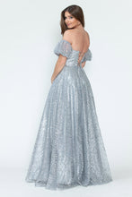 Load image into Gallery viewer, LA Merchandise LAF8242 Off-Shoulder Puff Sleeve Glitter A-Line Formal Dress