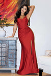 Cargar imagen en el visor de la galería, LAF8463 Wholesale Glitter Mermaid Prom Dress with Sleeveless Sweetheart Corset Bodice and High Slit - RED - Long Prom Dress LAF