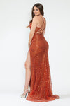 Load image into Gallery viewer, LA Merchandise LAF8216 Sequin Spaghetti Strap Cowl Neck High Slit Evening Gown Glitter Formal Dress