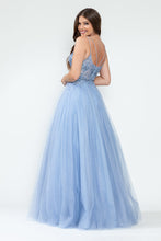 Load image into Gallery viewer, LA Merchandise LAF8182 Sheer Bodice &amp; Floral Appliques Spaghetti Strap Tulle Dress