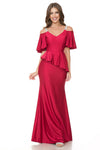 Load image into Gallery viewer, Wholesale Bridesmaid Dress V-Neck Ruffled Sleeve Evening Gown LAF5282 - SCARLET - Dress LAF