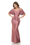 Load image into Gallery viewer, Wholesale Bridesmaid Dress V-Neck Ruffled Sleeve Evening Gown LAF5282 - - Dress LAF