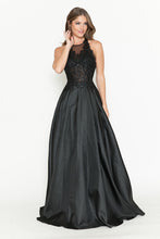 Load image into Gallery viewer, LA Merchandise LAF8181 Halter Lace Bodice A-Line Evening Gown with Sheer Illusion Neckline