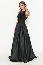 Load image into Gallery viewer, LA Merchandise LAF8181 Halter Lace Bodice A-Line Evening Gown with Sheer Illusion Neckline