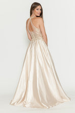 Load image into Gallery viewer, LA Merchandise LAF8181 Halter Lace Bodice A-Line Evening Gown with Sheer Illusion Neckline