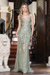 Load image into Gallery viewer, Prom Dresses Prom Sequin Long Fitted Formal Dress Greenery