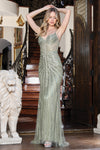 Load image into Gallery viewer, Prom Dresses Prom Sequin Long Fitted Formal Dress Greenery
