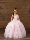 Load image into Gallery viewer, LA Merchandise LAZSCK323 Girls 3D Floral Sweetheart A-Line Gown with Removable Straps - Blush Gold - Girls Formal Dresses LAZ