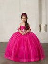 Load image into Gallery viewer, LA Merchandise LAZSCK328 Girls 3D Floral Illusion Corset A-Line Gown with Back Bow