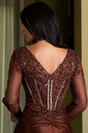 Load image into Gallery viewer, LAF8431 Wholesale Long Sleeve Beaded Mother of the Bride Dress Corset Mermaid Evening Gown