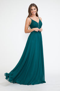 LA Merchandise LAF8185 Lace Appliqué Spaghetti Strap A-Line Gown Formal Prom & Evening Dress